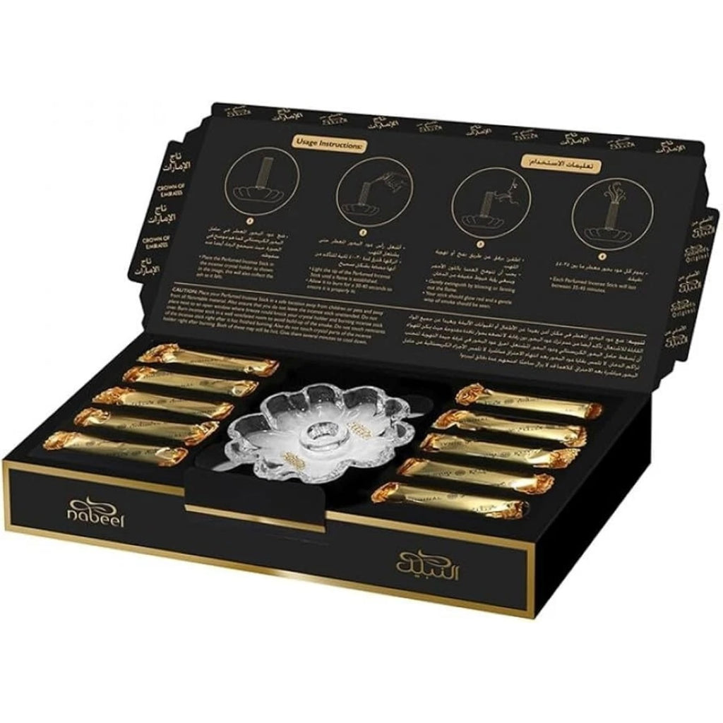 Crown of Emirates Nabeel Perfumed Incense Stick 10 Piece Bakhour Oud Gift Set
