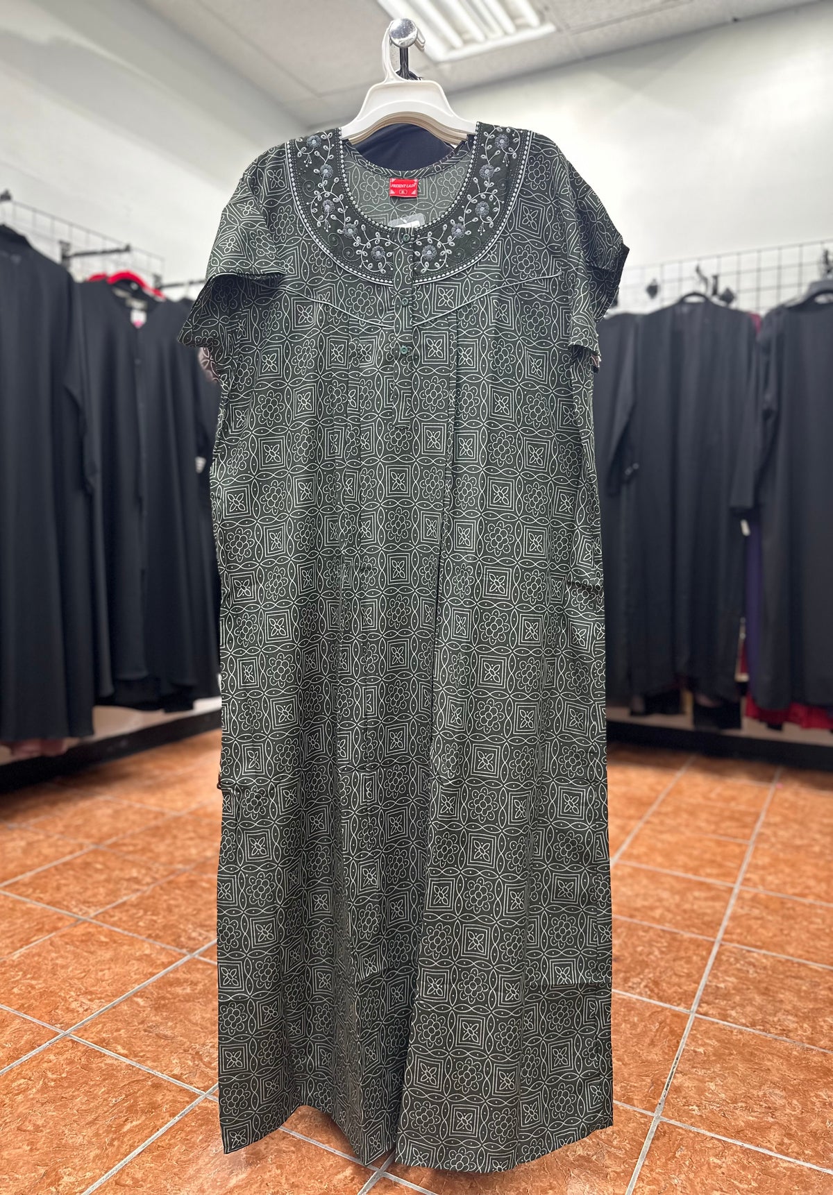 Cotton Blend Short Sleeve Maxi Nightgown