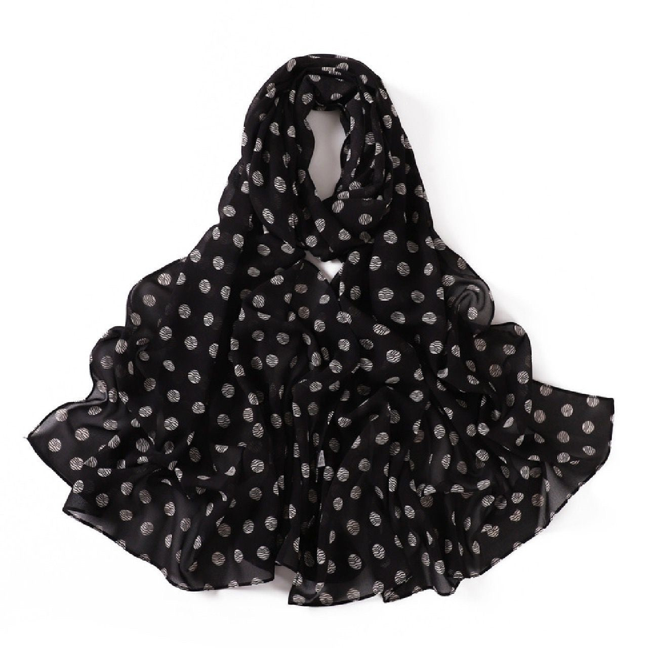 Printed Chiffon Hijab - Black