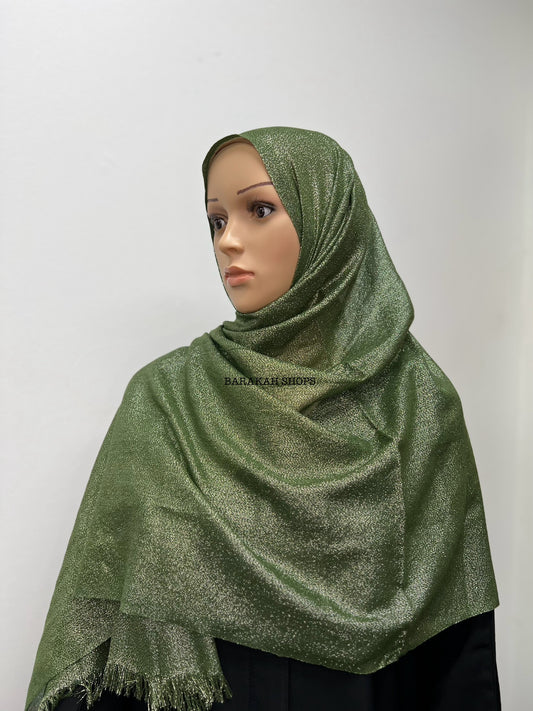 Shimmer Hijab - Army Green