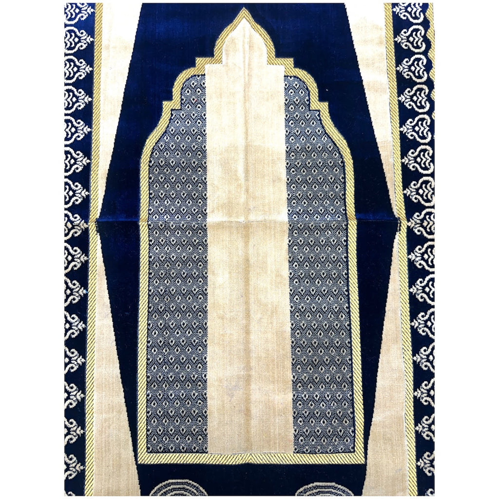 Classic Navy Blue Islamic Prayer Rug - Soft Janamaz for Everyday Prayer
