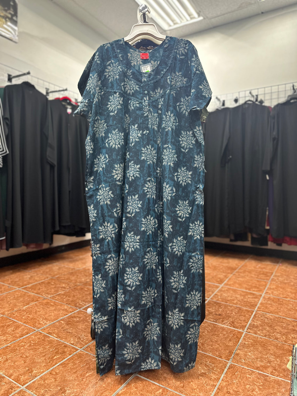 Cotton Blend Short Sleeve Maxi Nightgown