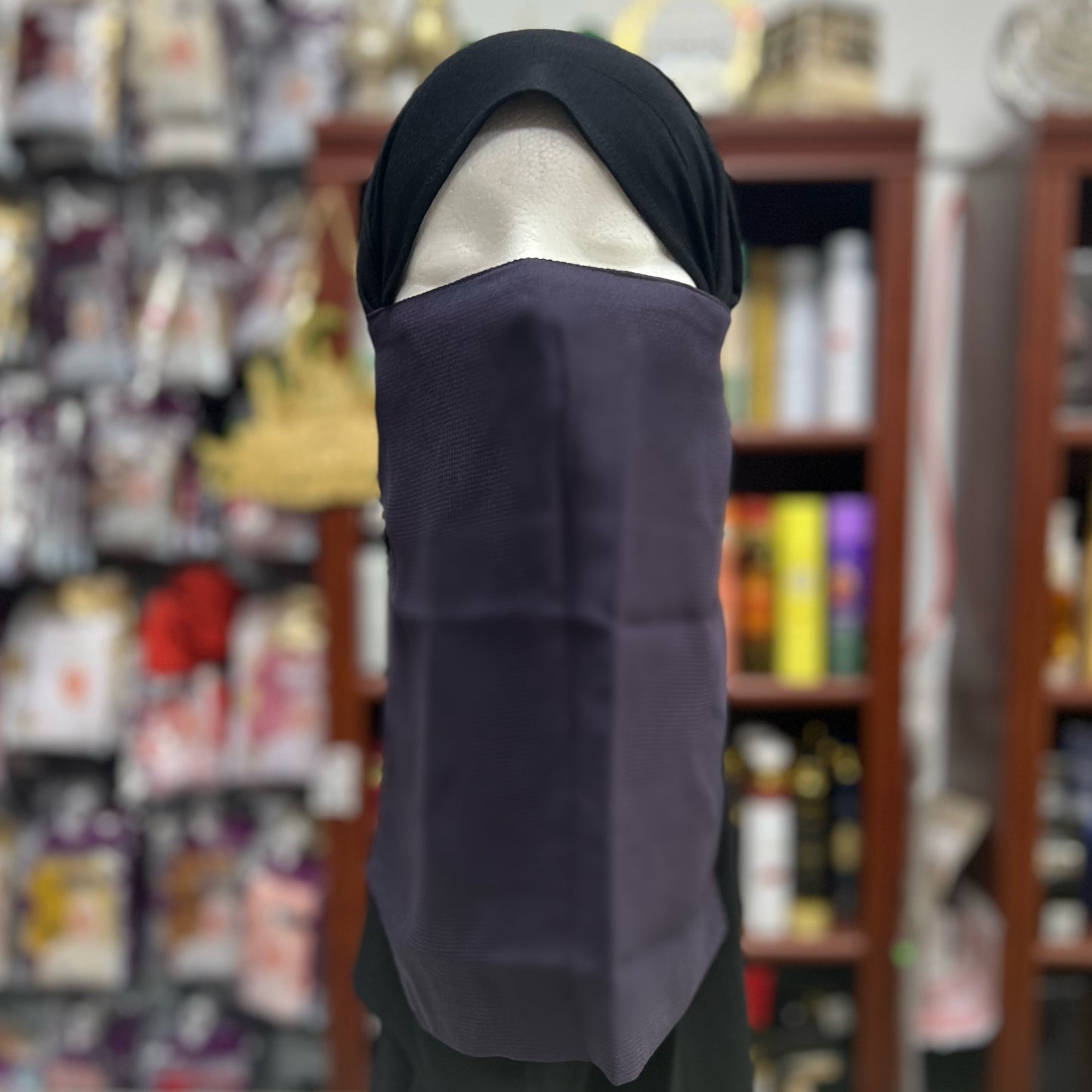 Single Layer HALF Elastic Niqab - Deep Purple