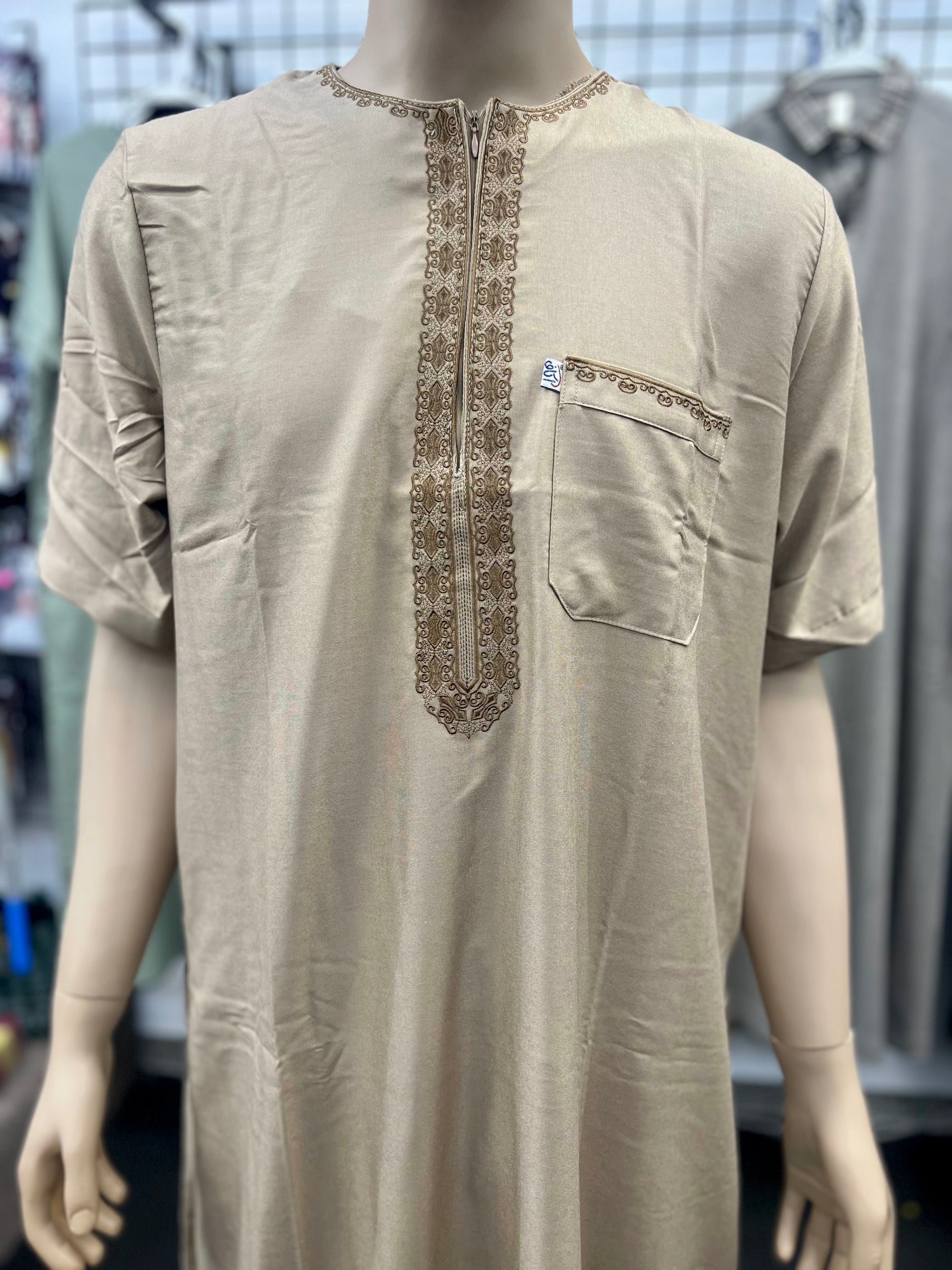 Ikaf Men's Short Sleeve Moroccan Thobe - Tan