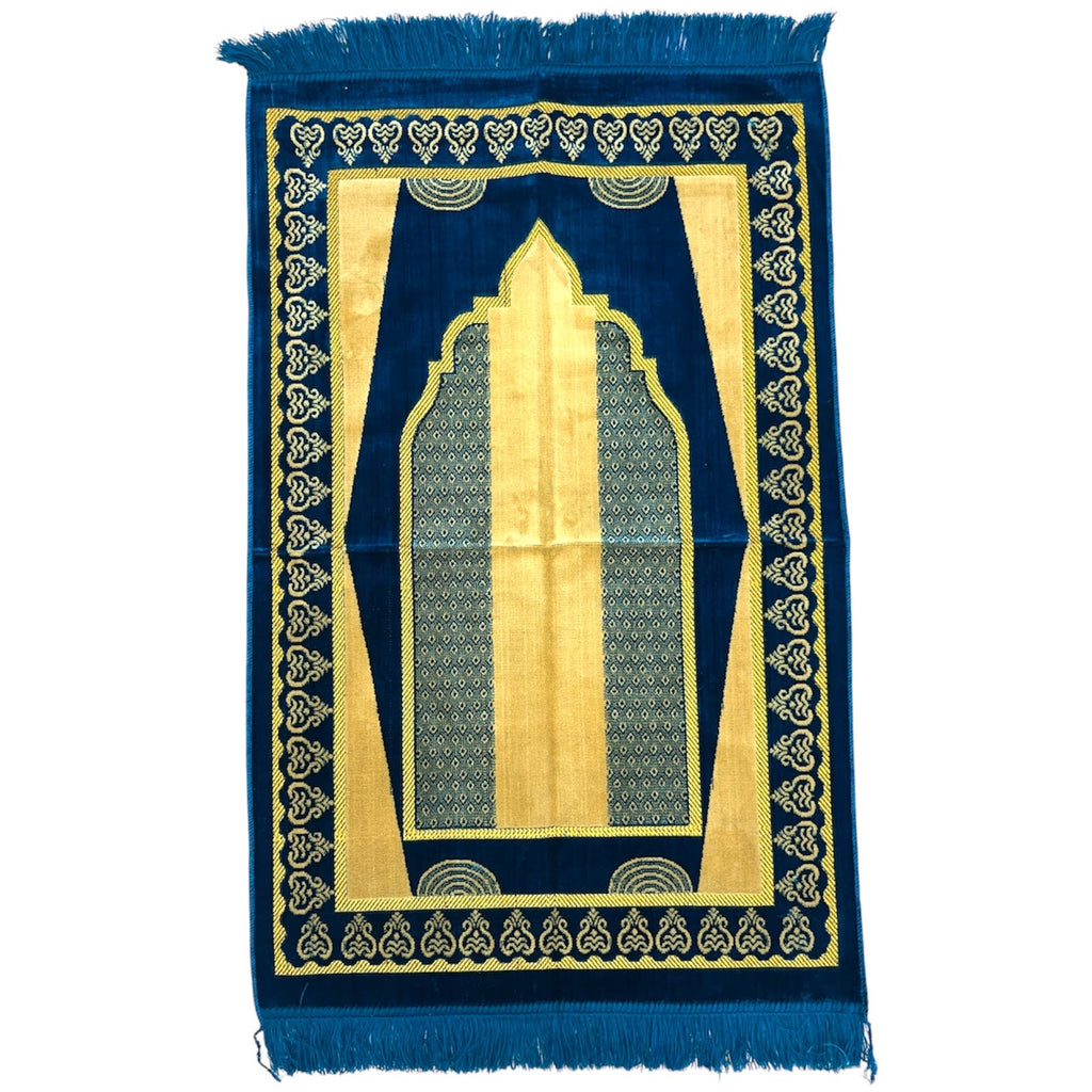 Classic Teal Islamic Prayer Rug - Soft Janamaz for Everyday Prayer