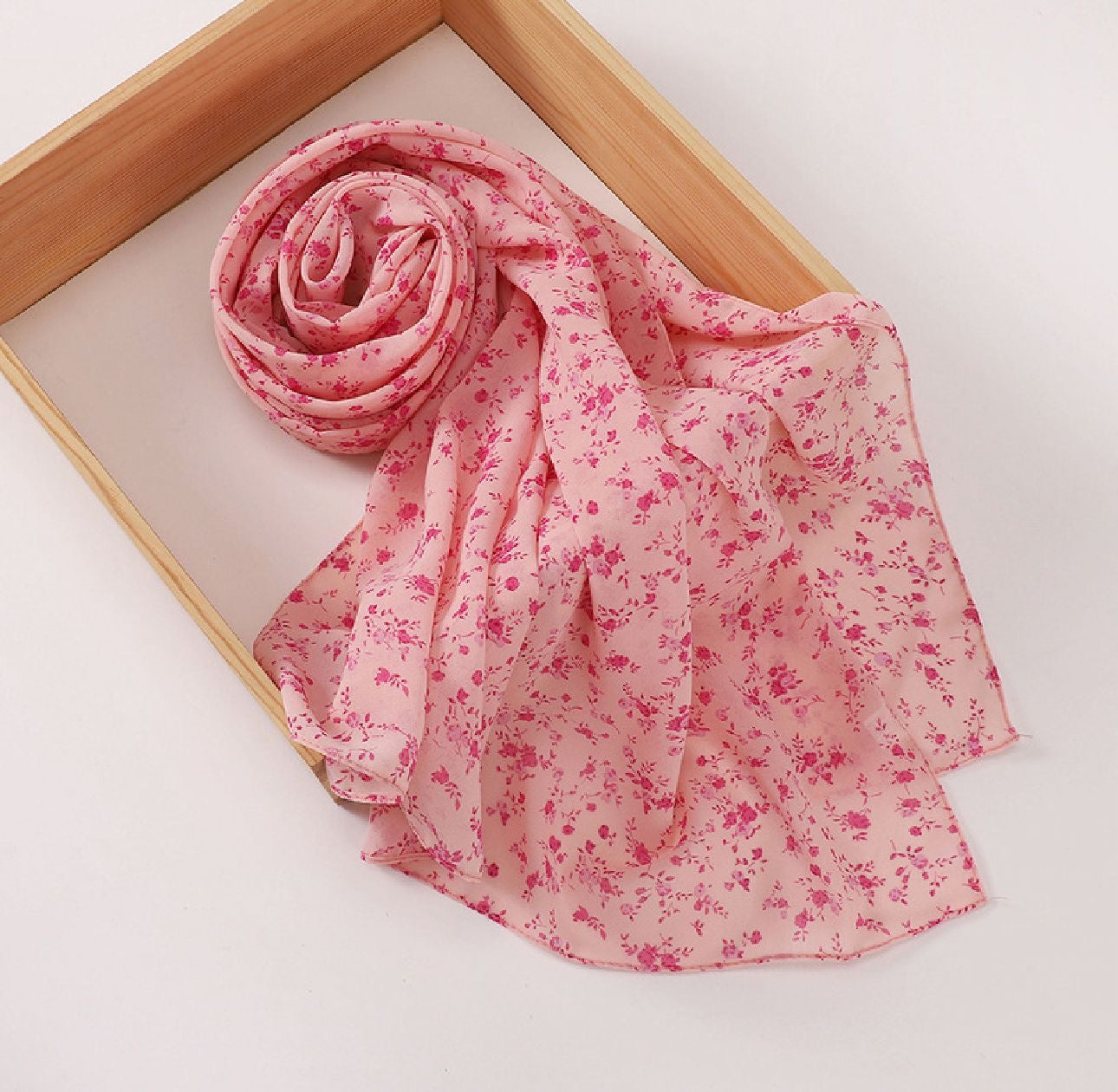 Printed Chiffon Hijab - Strawberry Pink