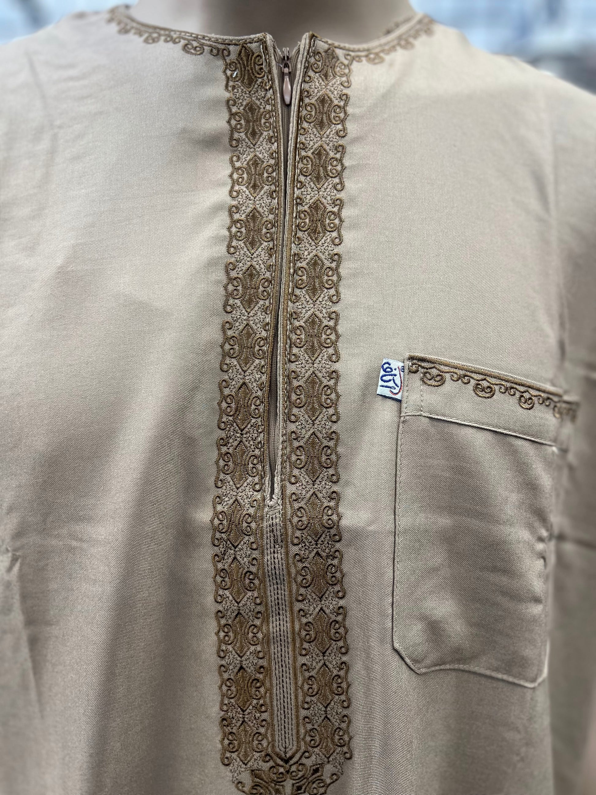 Ikaf Men's Short Sleeve Moroccan Thobe - Tan