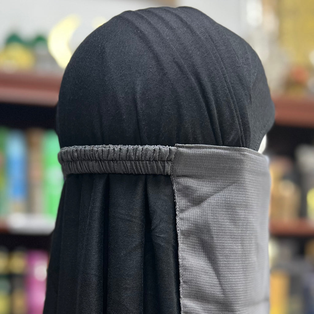 Single Layer HALF Elastic Niqab - Gray