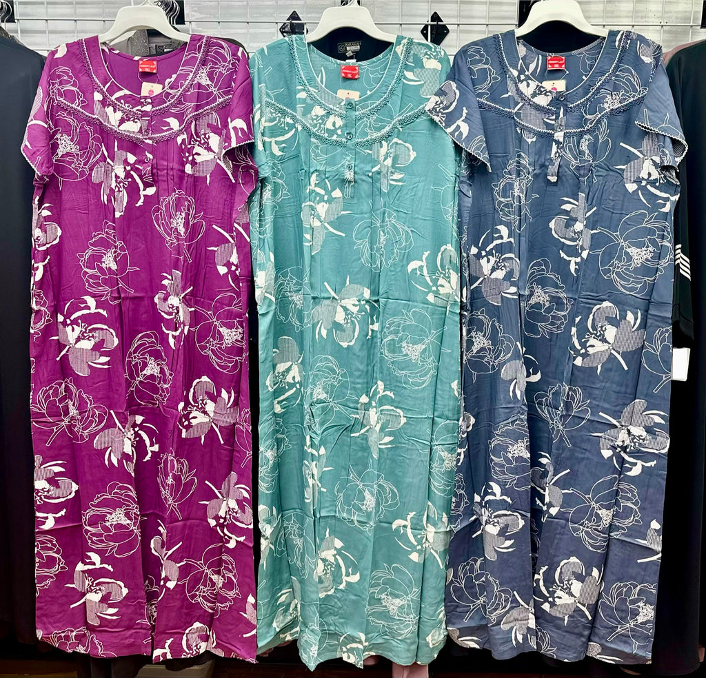 Rayon Short Sleeve Maxi Nightgown