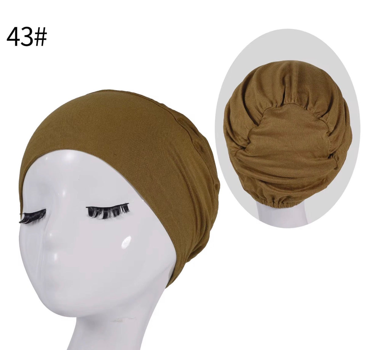 Olive Green Jersey Bonnet Hijab Undercap – Closed-Back Cooling Cap for Muslim Women | All-Day Hold