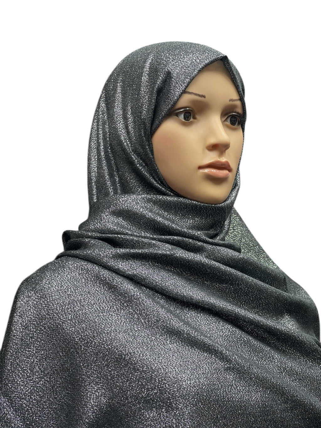 XL Shimmer Viscose Hijab - Black/Silver