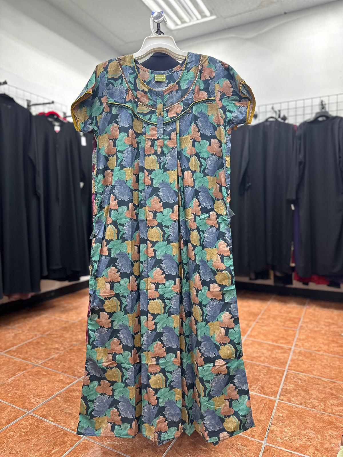 Cotton Blend Short Sleeve Maxi Nightgown