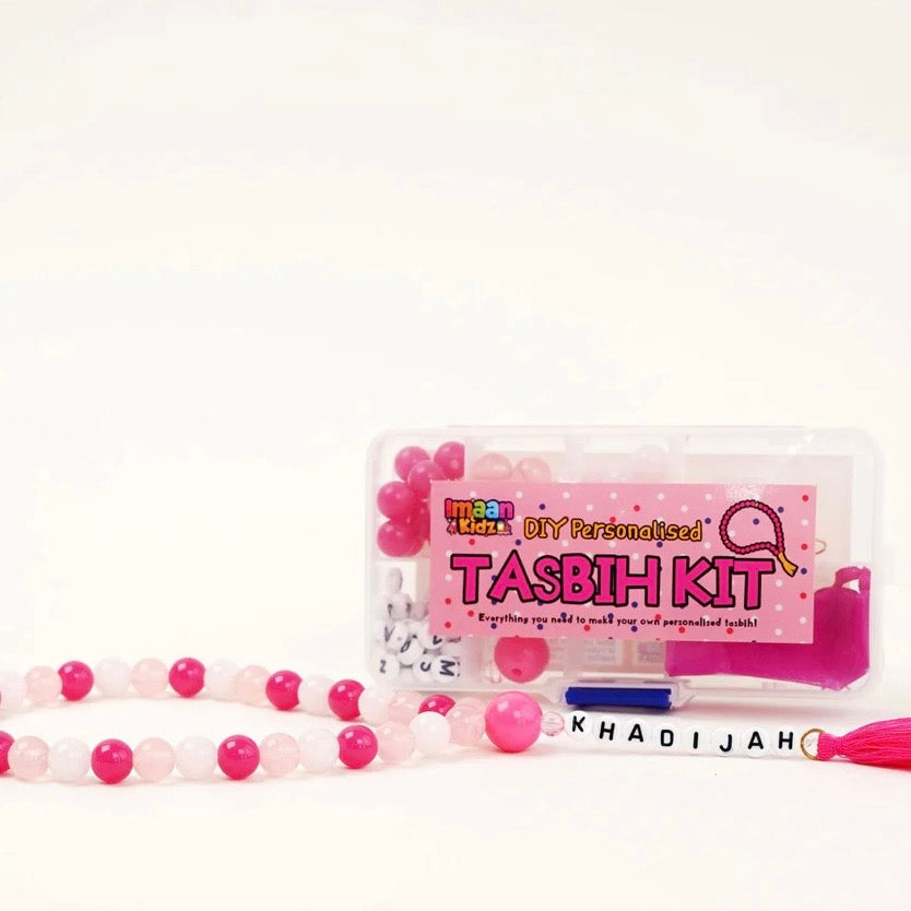 DIY Tasbih Making Kit with Dhikr Cards - Pink
