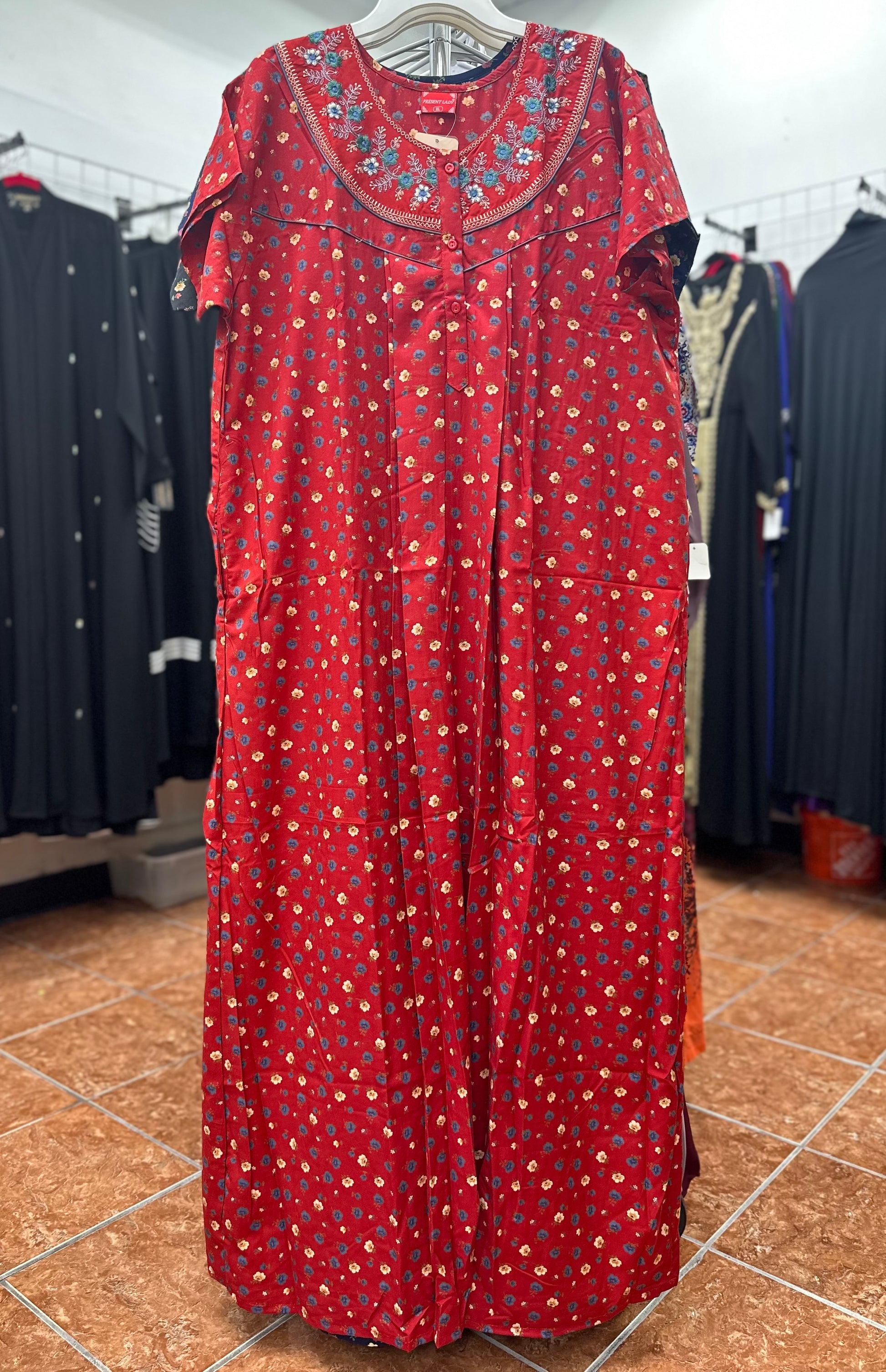 Cotton Blend Short Sleeve Maxi Nightgown