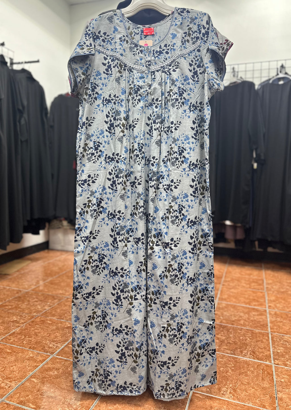 Cotton Blend Short Sleeve Maxi Nightgown