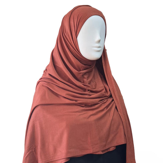 Large Jersey Hijab - Burnt Orange