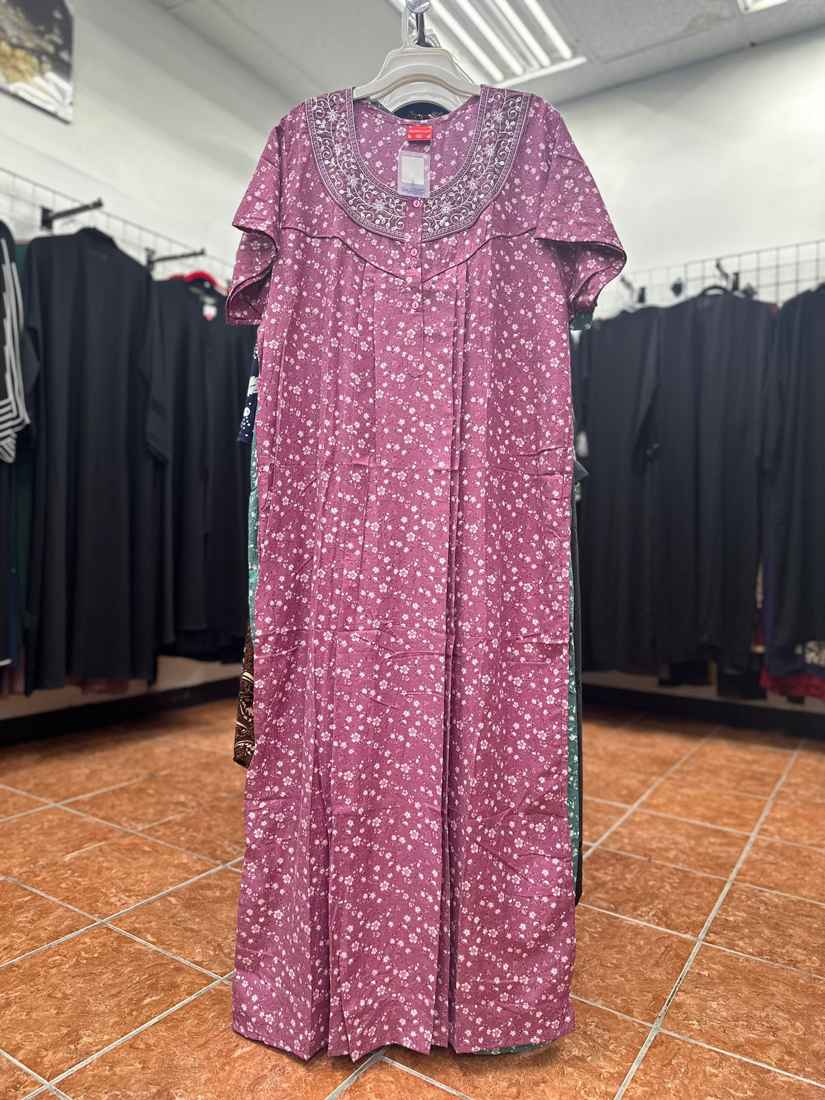 Cotton Blend Short Sleeve Maxi Nightgown