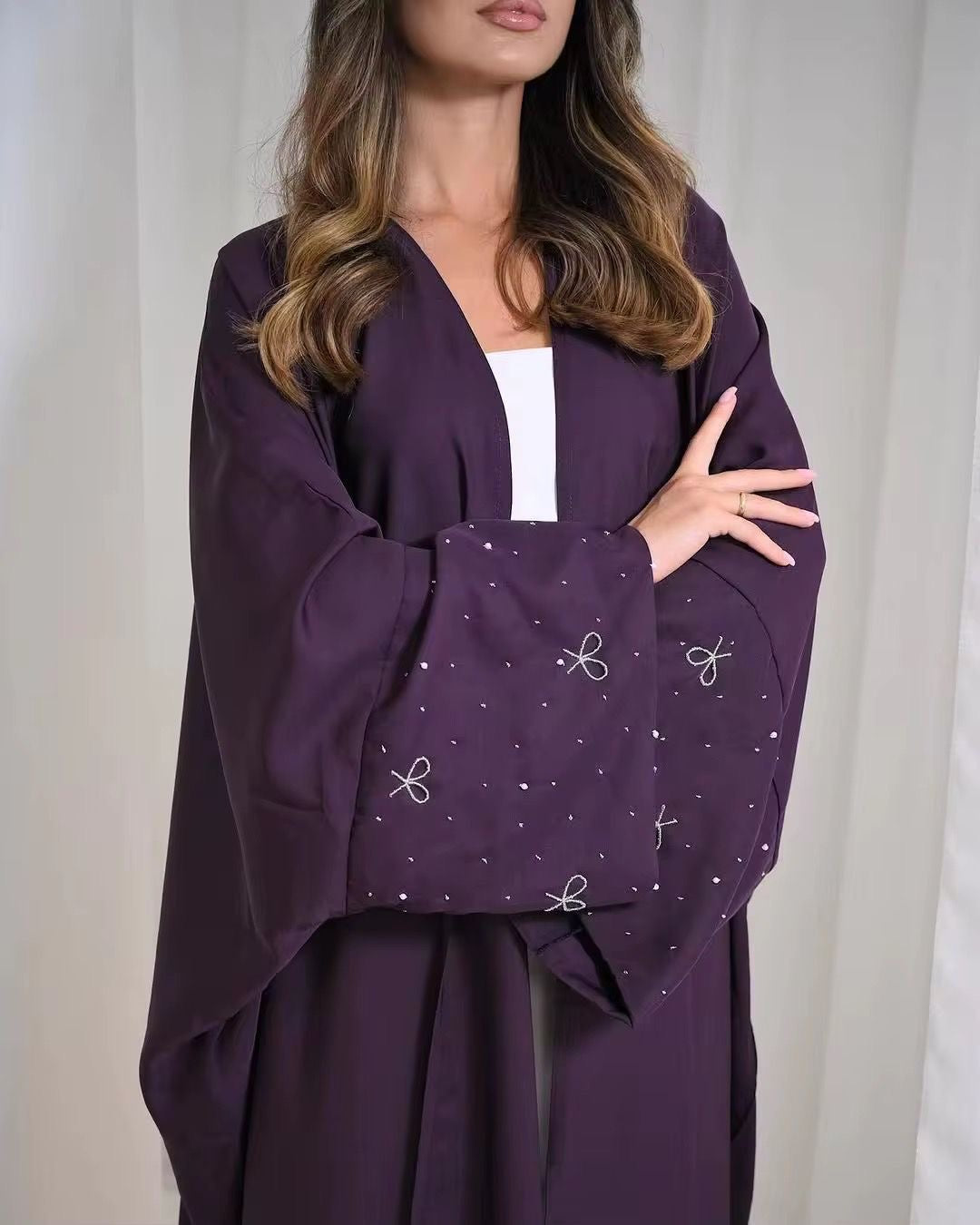 Women’s Bow Design Butterfly Open Abaya - 4 colors