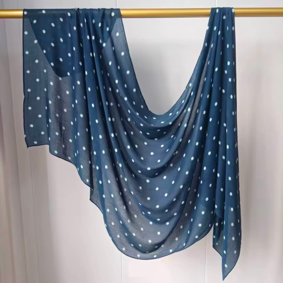 Printed Modal Hijab –  Navy Blue Polka Dots | Premium Modal | Soft Non-Slip Modest Hijab
