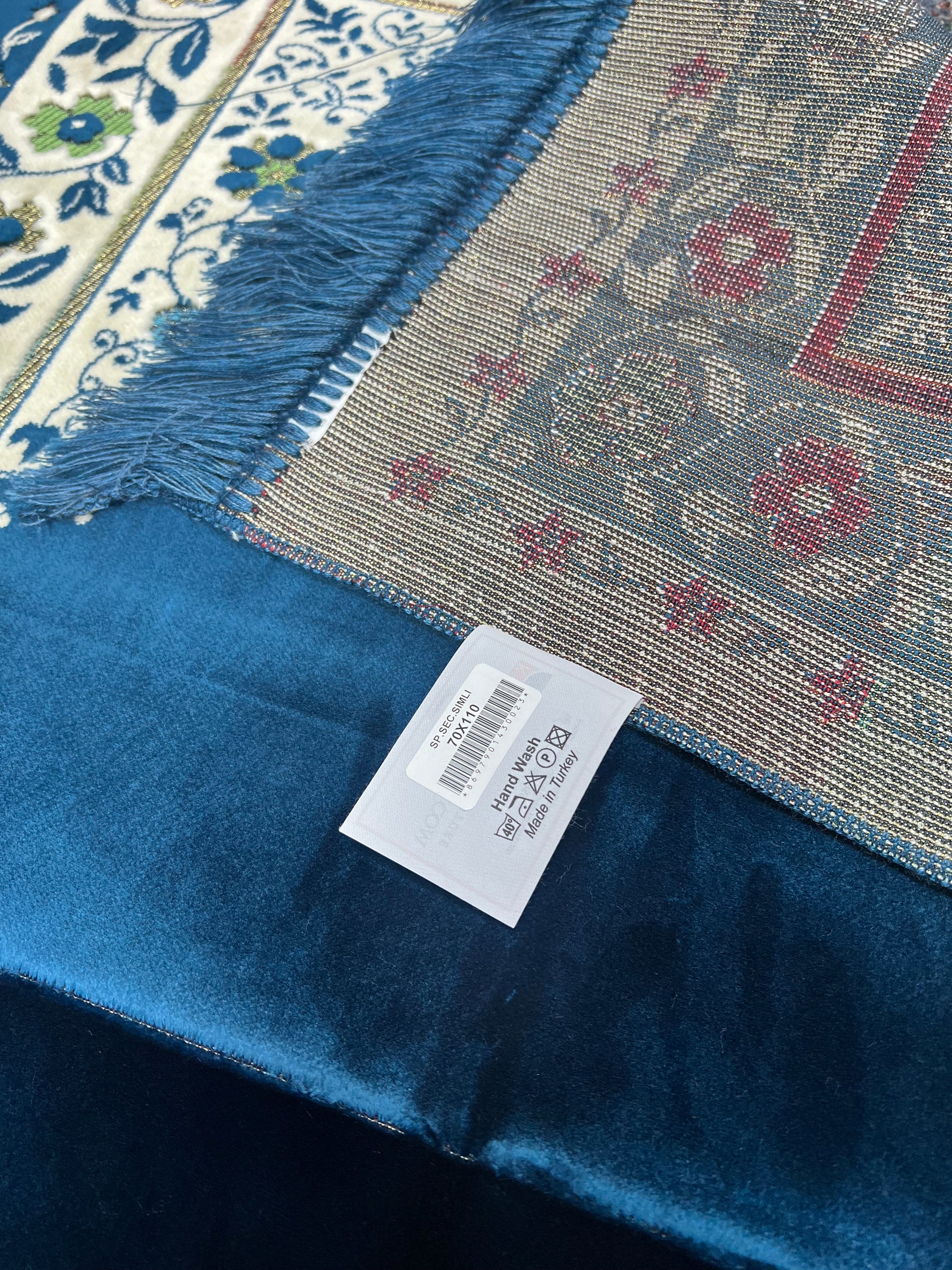 Luxury Blue Floral Islamic Prayer Mat - Soft Janamaz