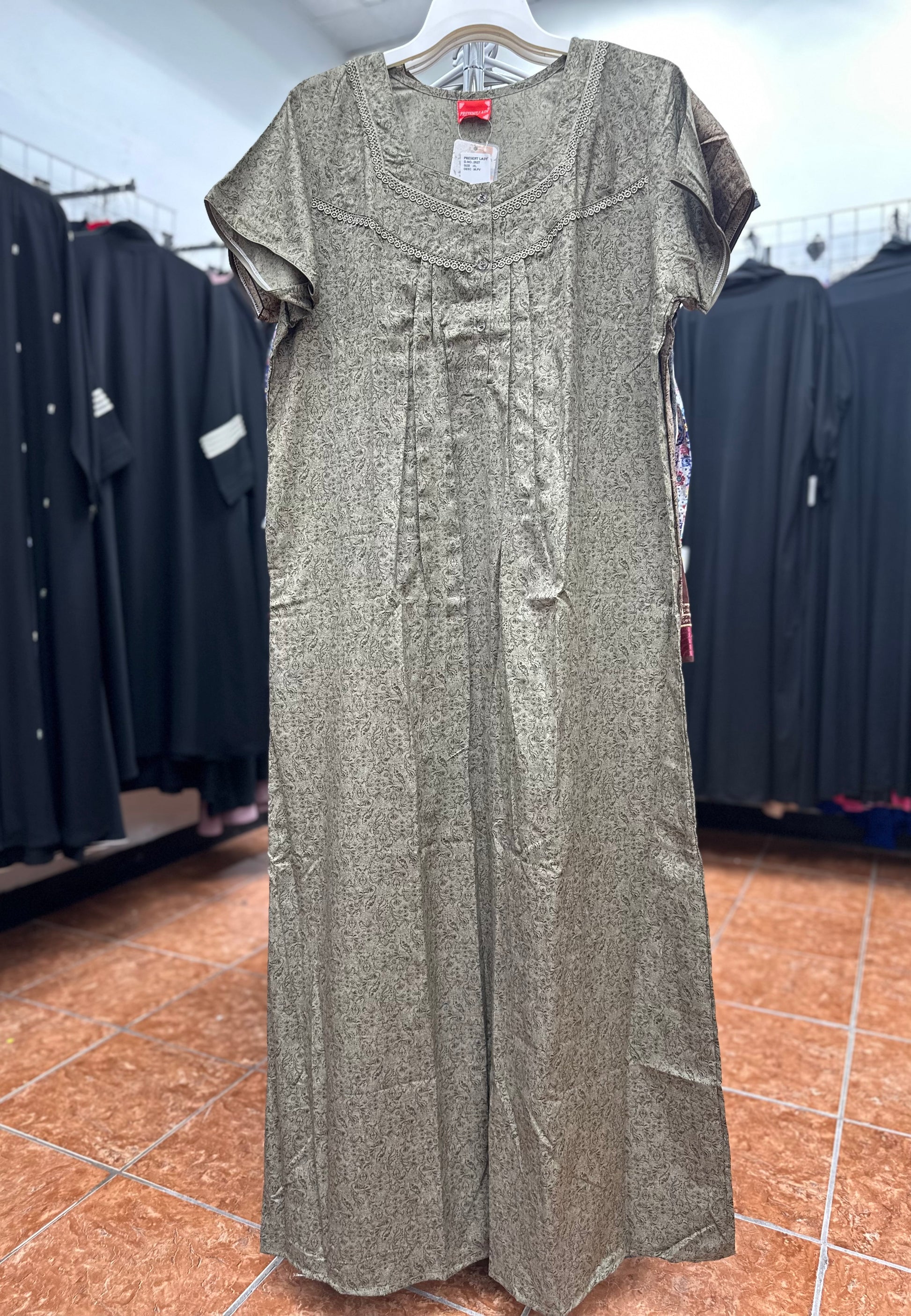 Cotton Blend Short Sleeve Maxi Nightgown