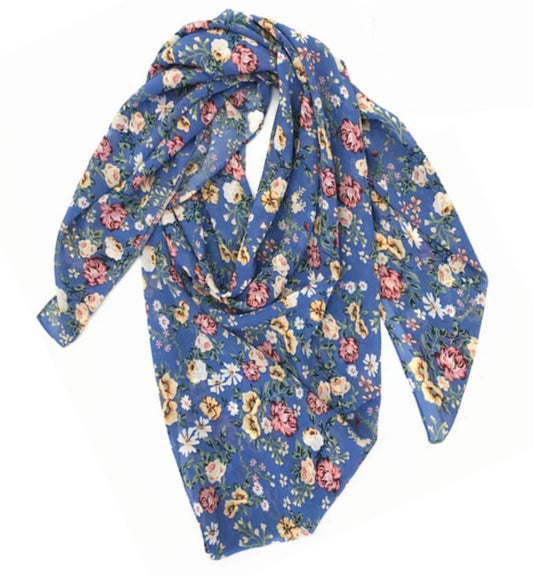 Square Print Chiffon - Cornflower