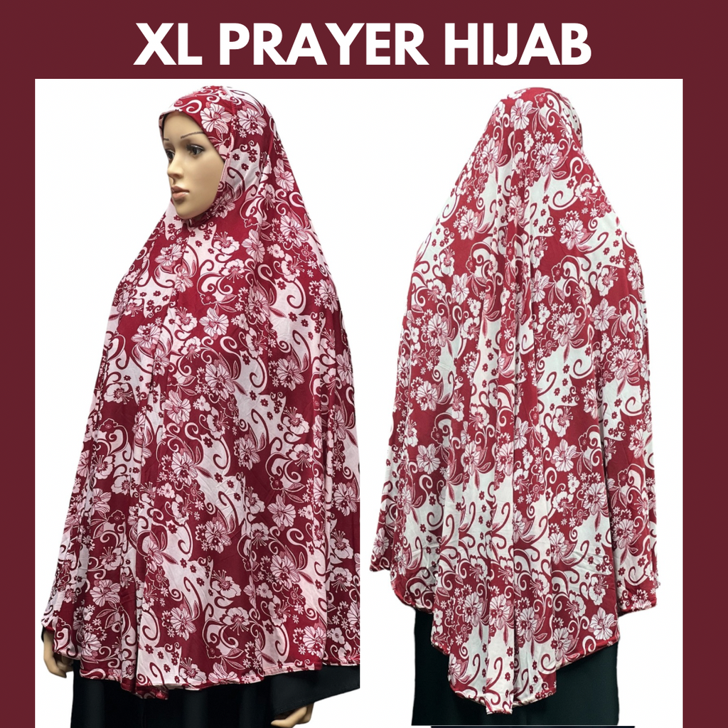 XL Women’s Printed Prayer Hijab - Red Floral