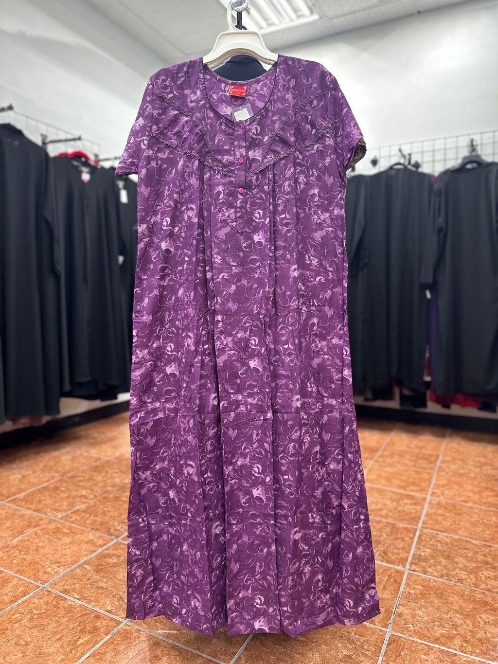 Cotton Blend Short Sleeve Maxi Nightgown