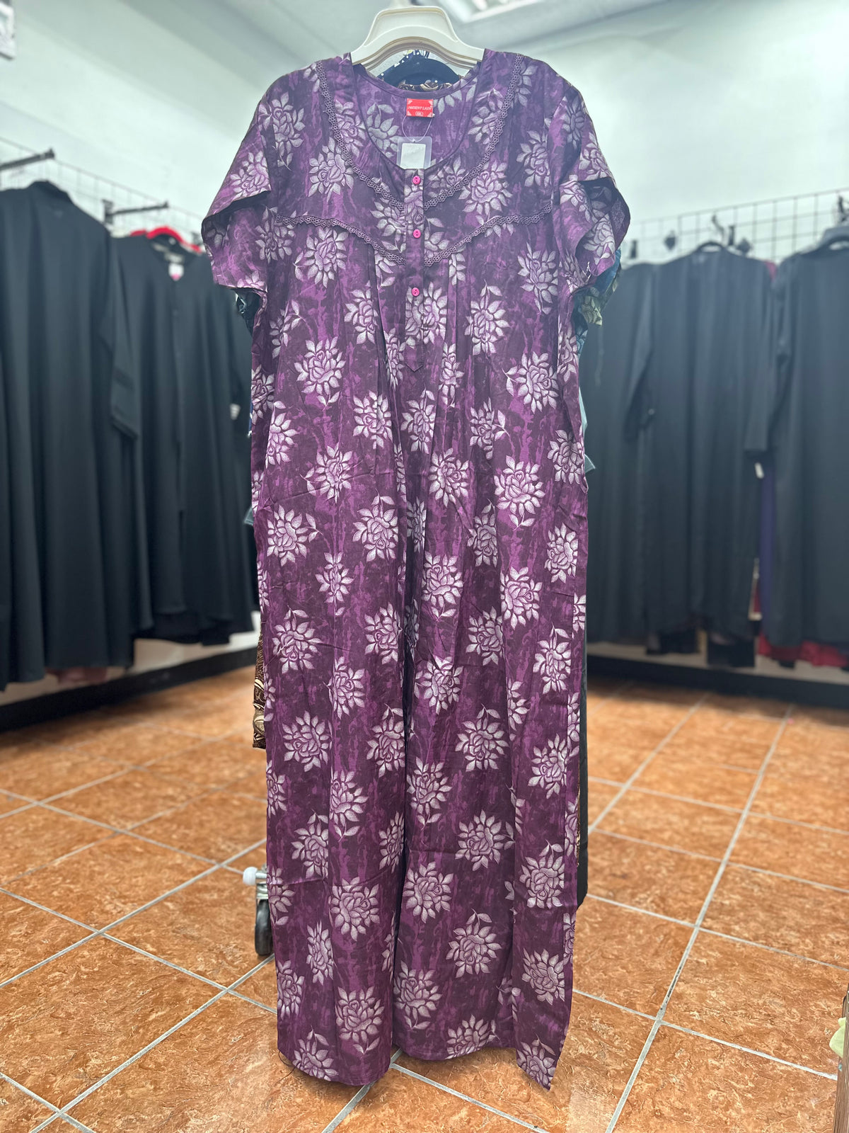 Cotton Blend Short Sleeve Maxi Nightgown