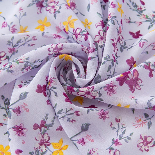 Square Print Chiffon - Lavender Fields