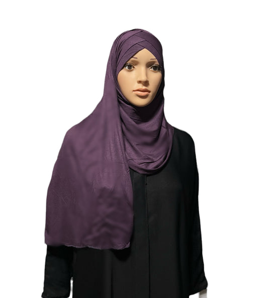 Criss Cross Jersey Hijab - Purple