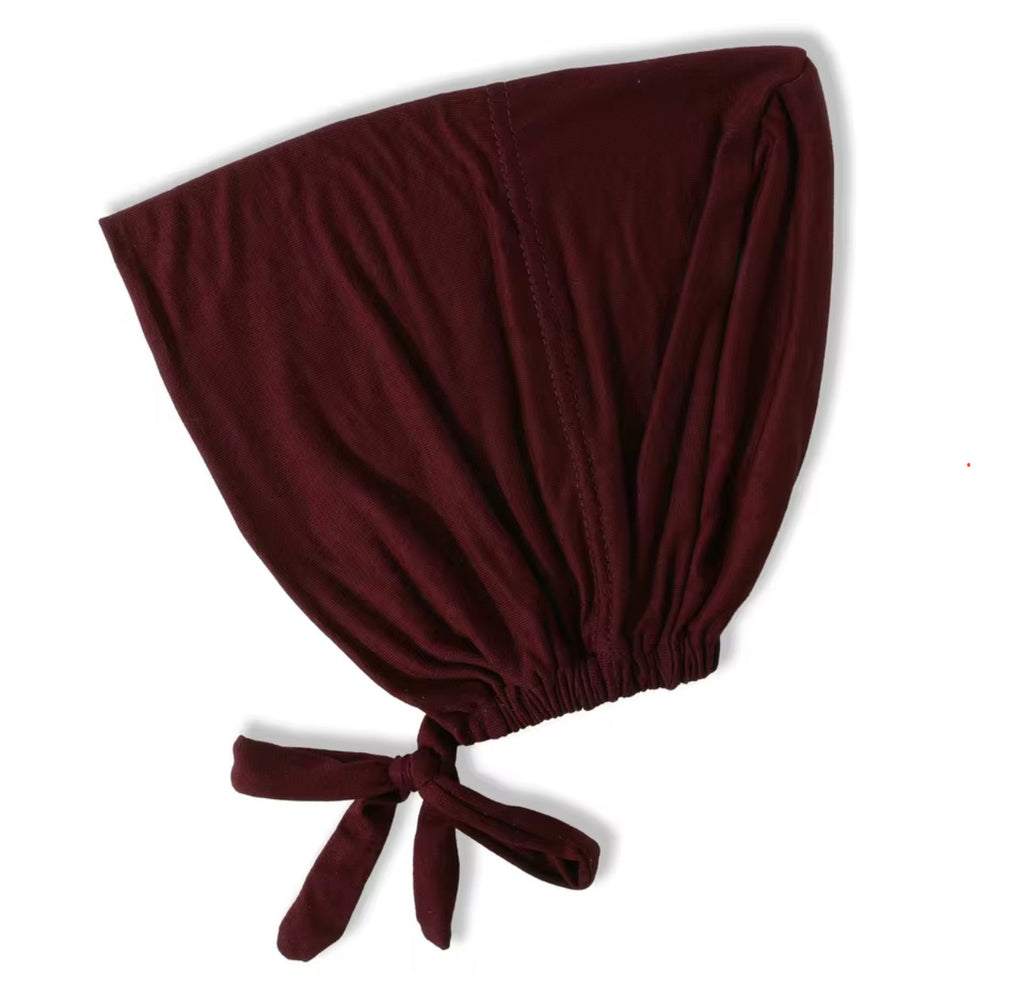 Full Tie-Back Hijab Undercap - Burgundy