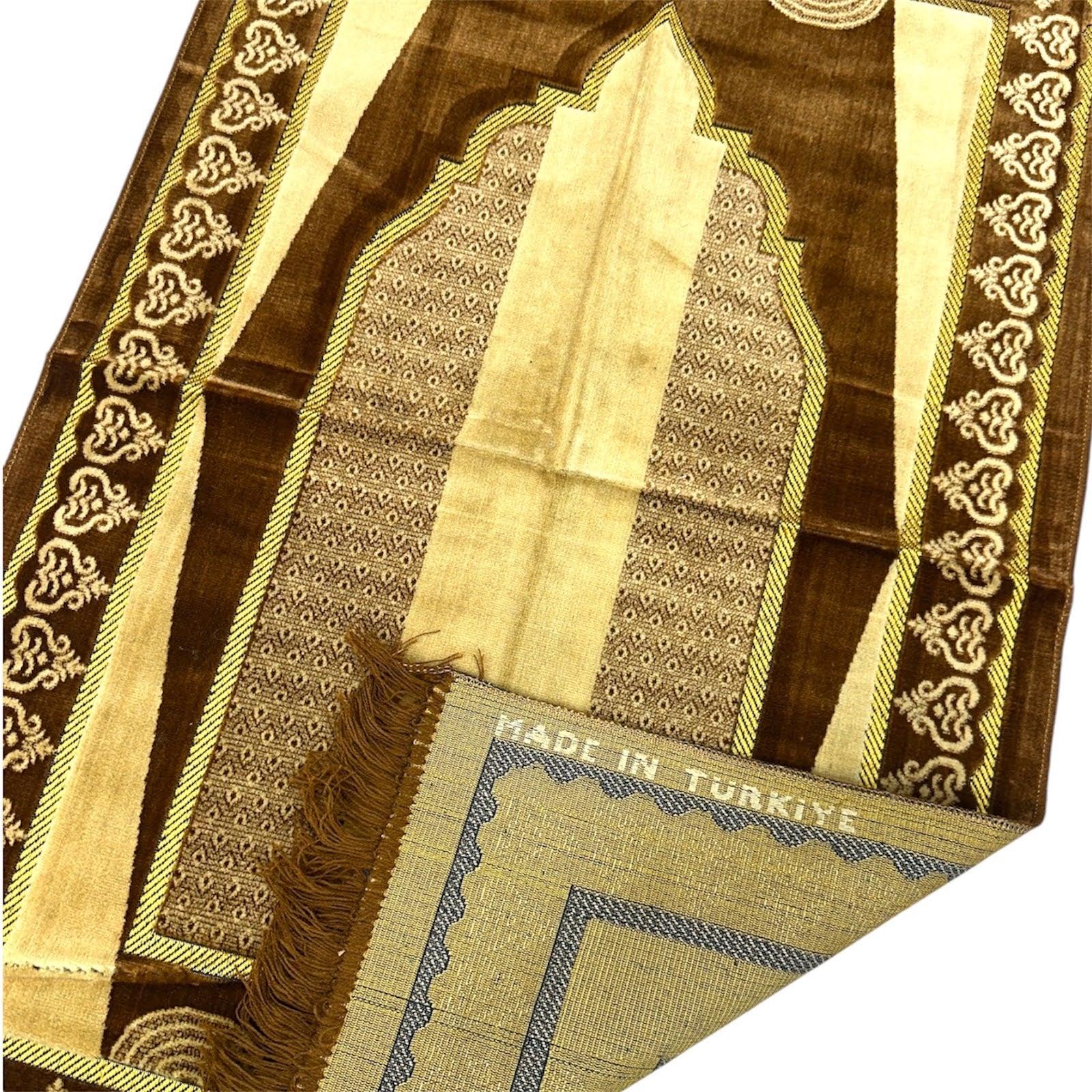 Classic Brown Islamic Prayer Rug - Soft Janamaz for Everyday Prayer