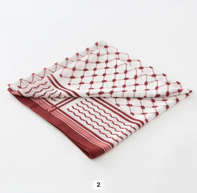Square Chiffon Kuffiyeh Hijab - Maroon