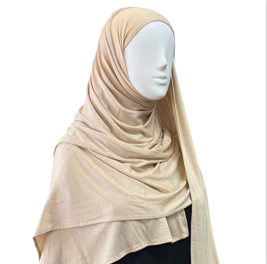 Thin Large Jersey Hijab - Beige