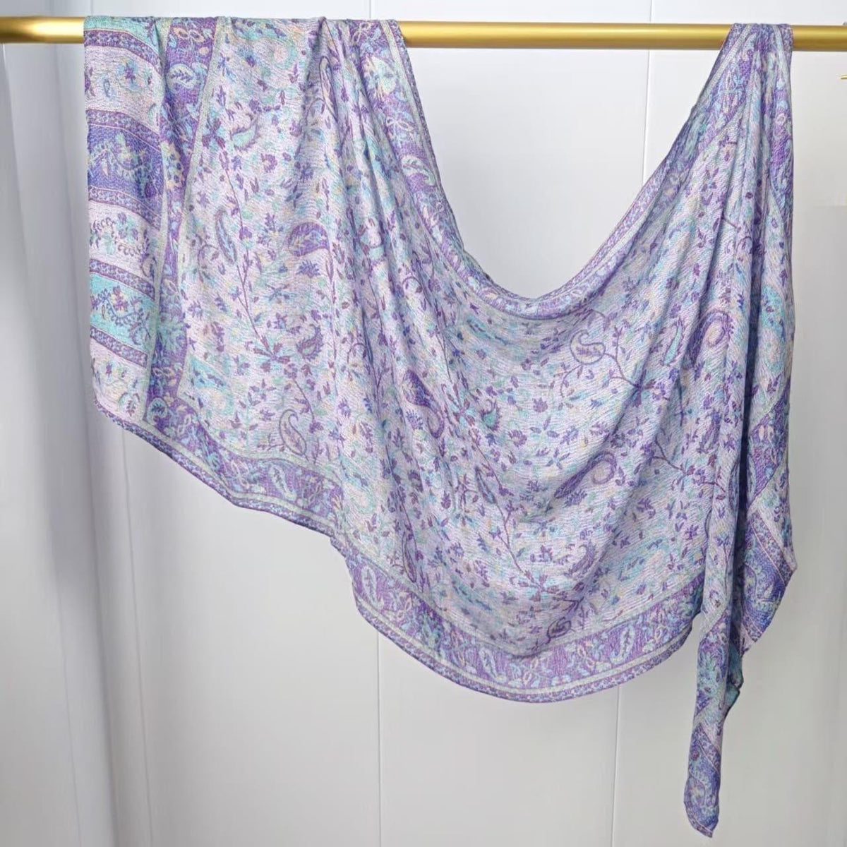 Printed Modal Hijab – Purple Paisley | Premium Modal | Soft Non-Slip Modest Hijab
