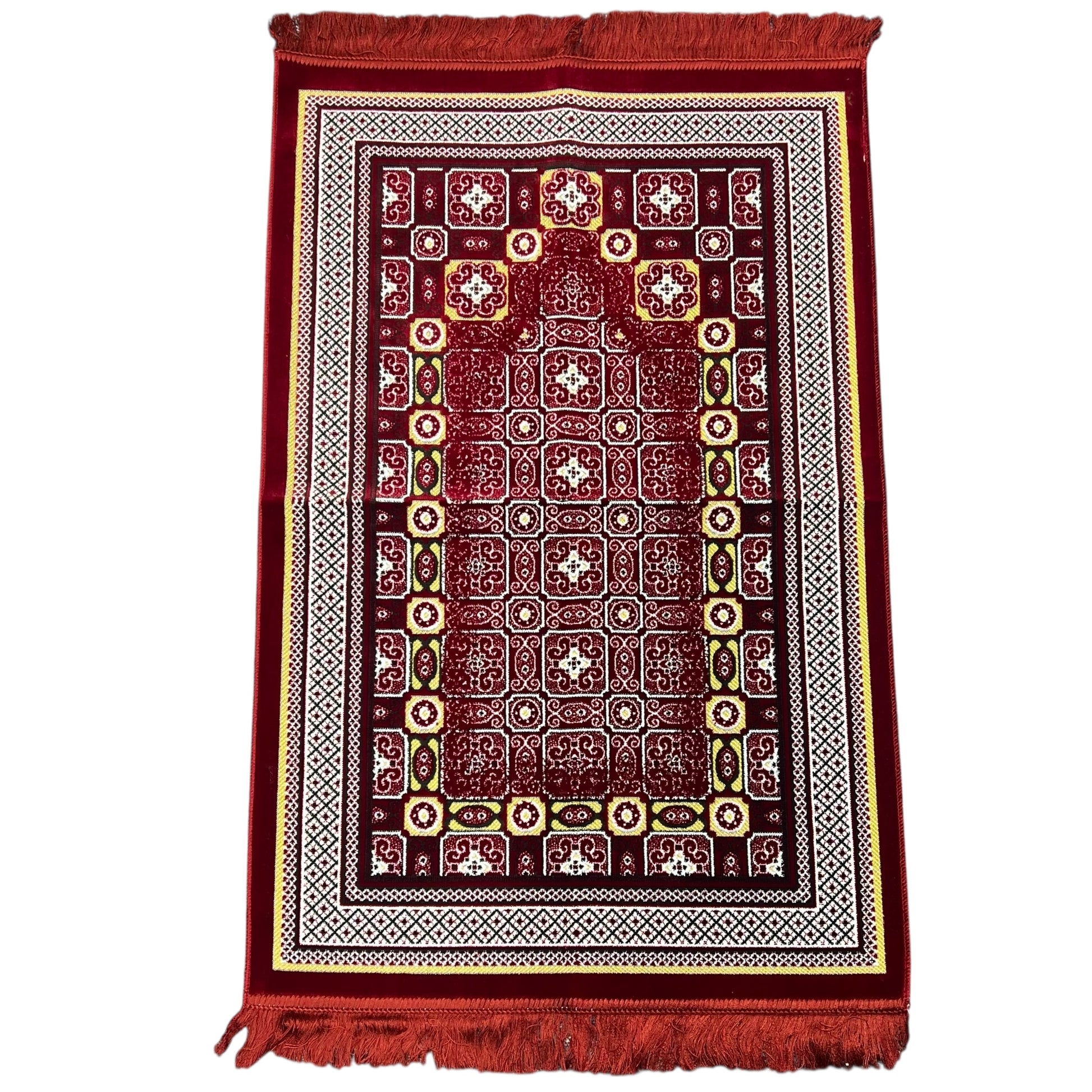 Classic Maroon Islamic Prayer Rug - Soft Janamaz for Everyday Prayer