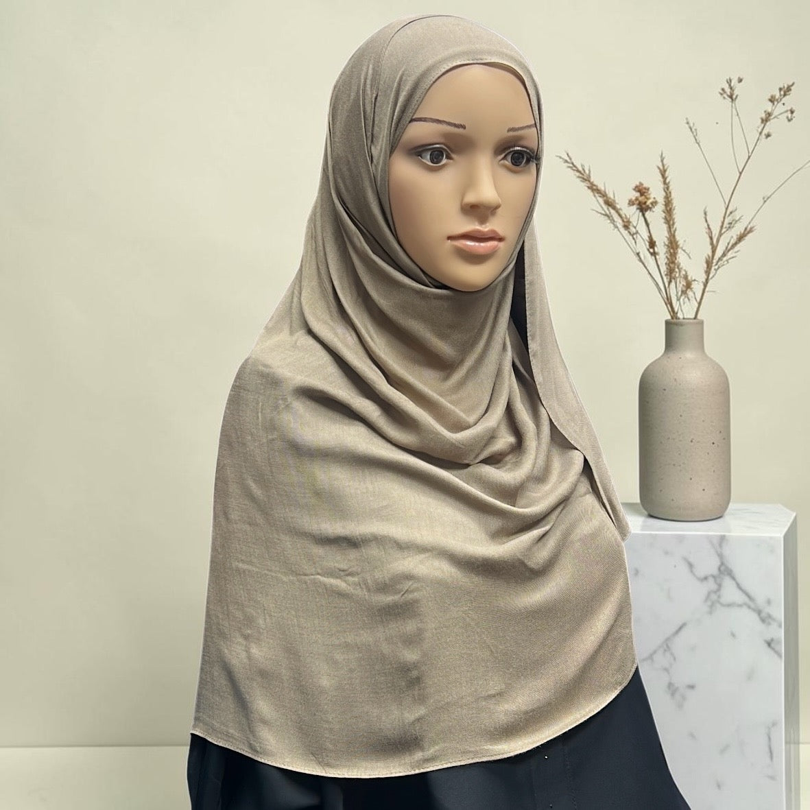 Khaki Standard Modal Hijab – Soft Non-Slip Muslim Hijab Scarf | All-Day Comfort
