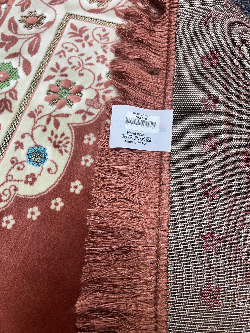 Luxury Rose Pink Floral Islamic Prayer Mat - Soft Janamaz with Cream Border