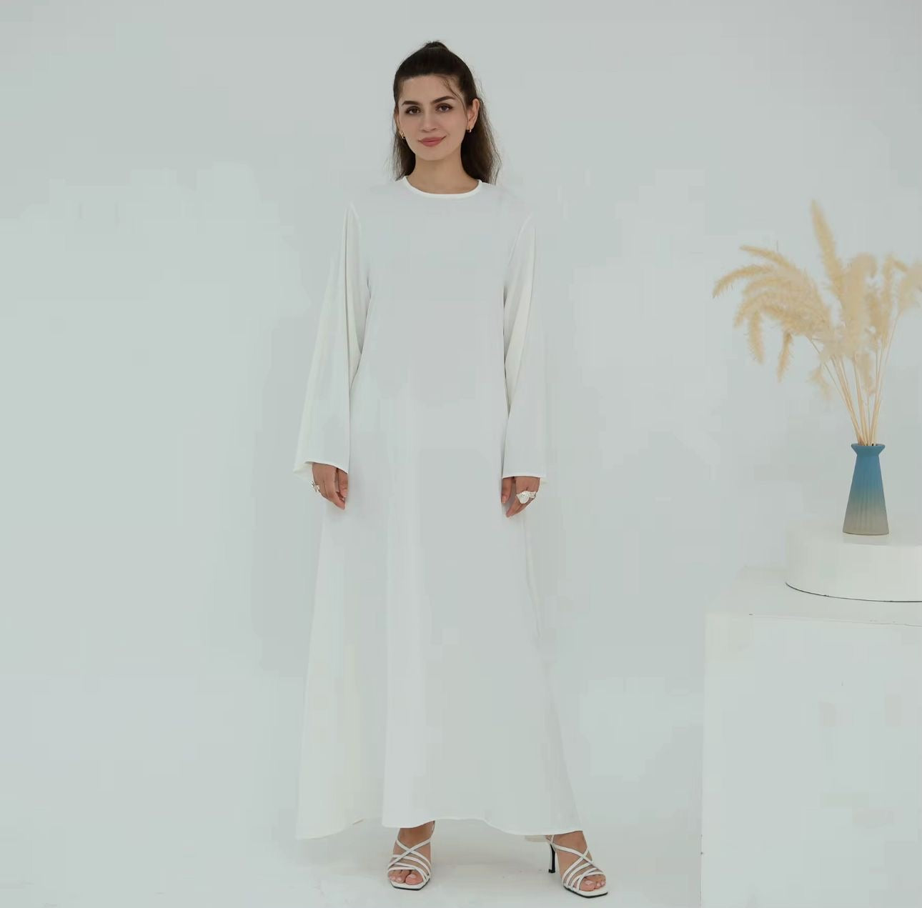 Women’s One Piece Casual Nida Abayas with Pockets + Belt