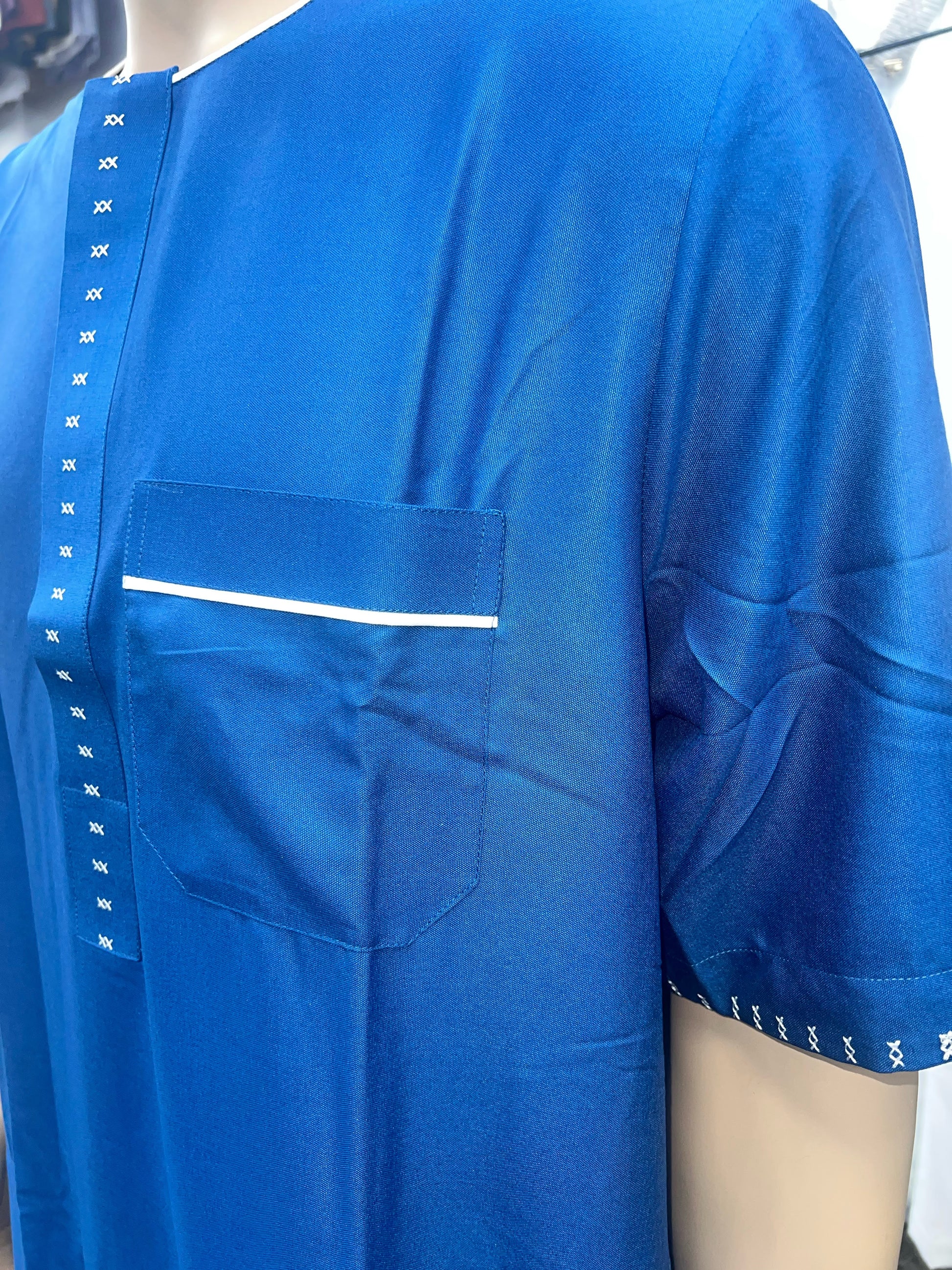 Al Haramain Men's Moroccan Short Sleeve Thobe - Royal Blue