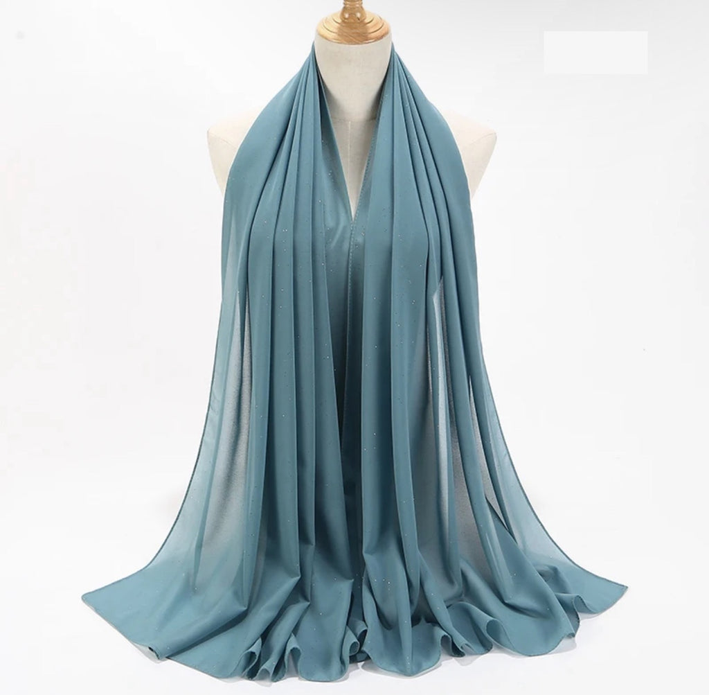 Shimmer Chiffon Hijab - Teal