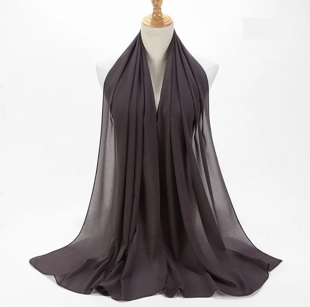 Shimmer Chiffon Hijab - Gray