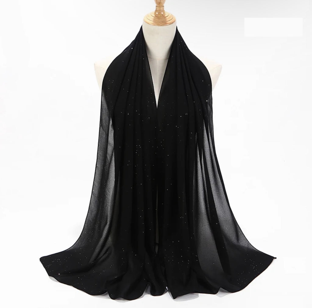 Shimmer Chiffon Hijab - Black