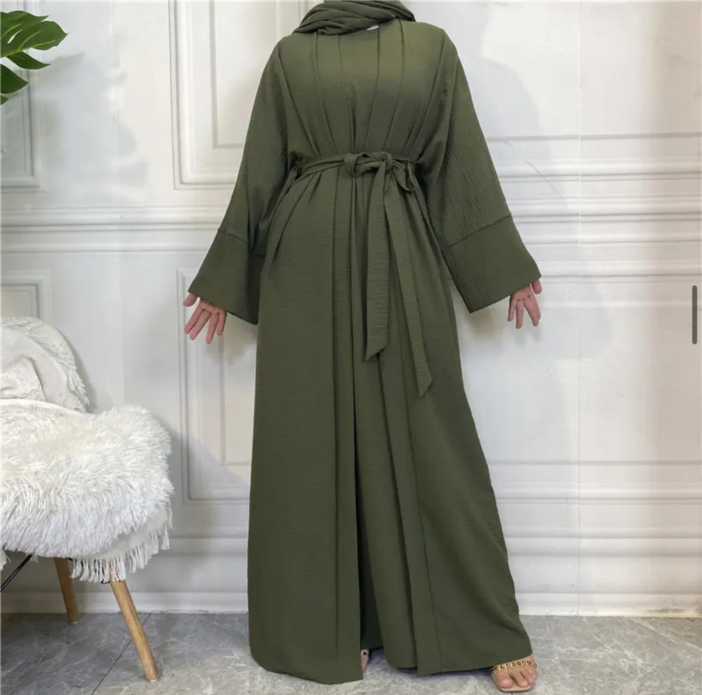 2 pc Crinkle Abaya Set