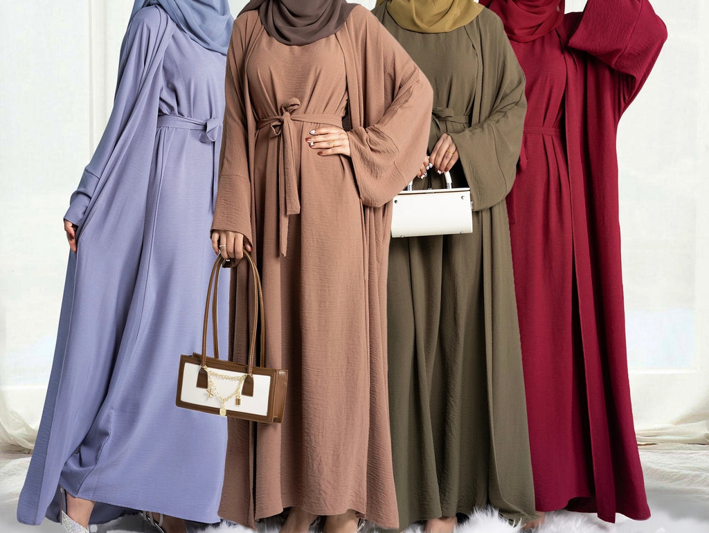 2 pc Crinkle Abaya Set