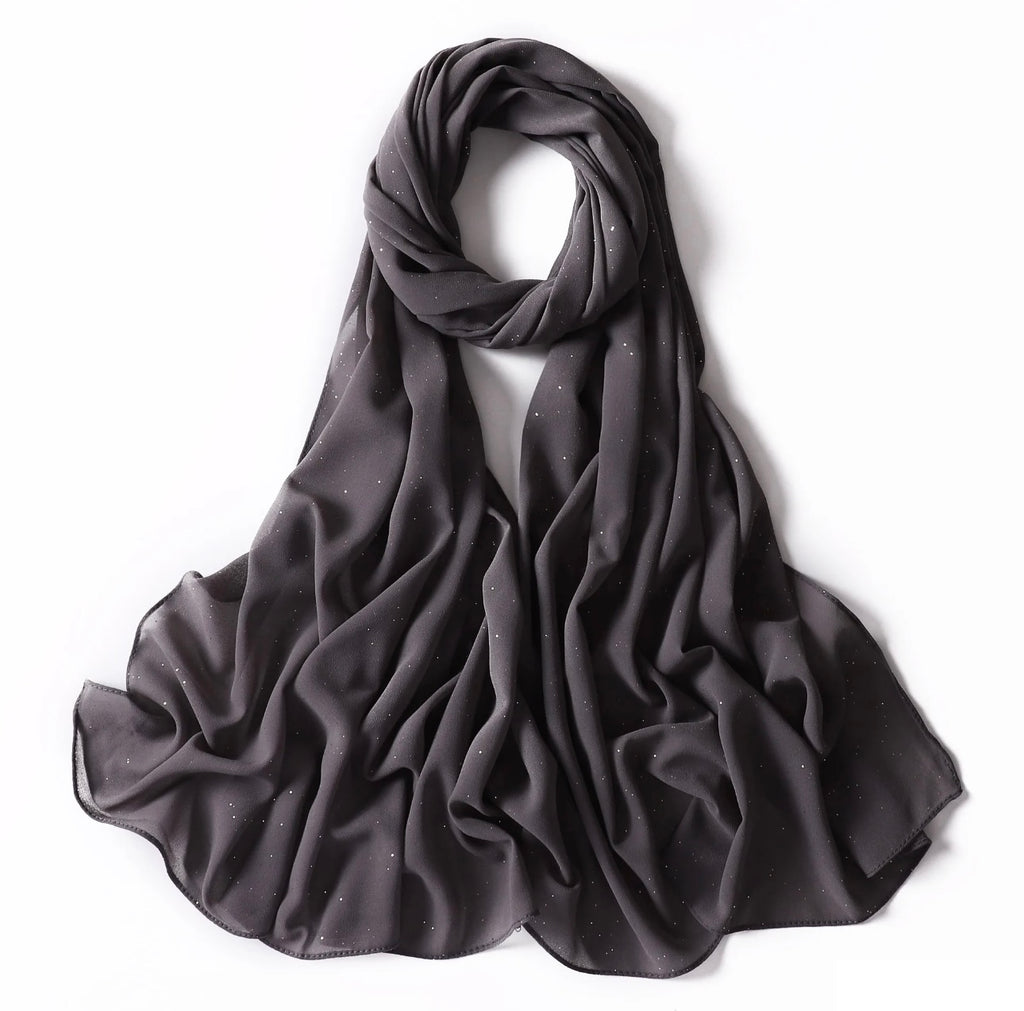 Shimmer Chiffon Hijab - Gray