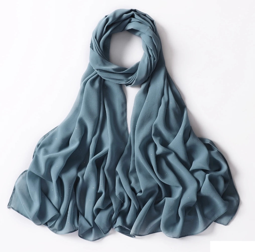 Shimmer Chiffon Hijab - Teal