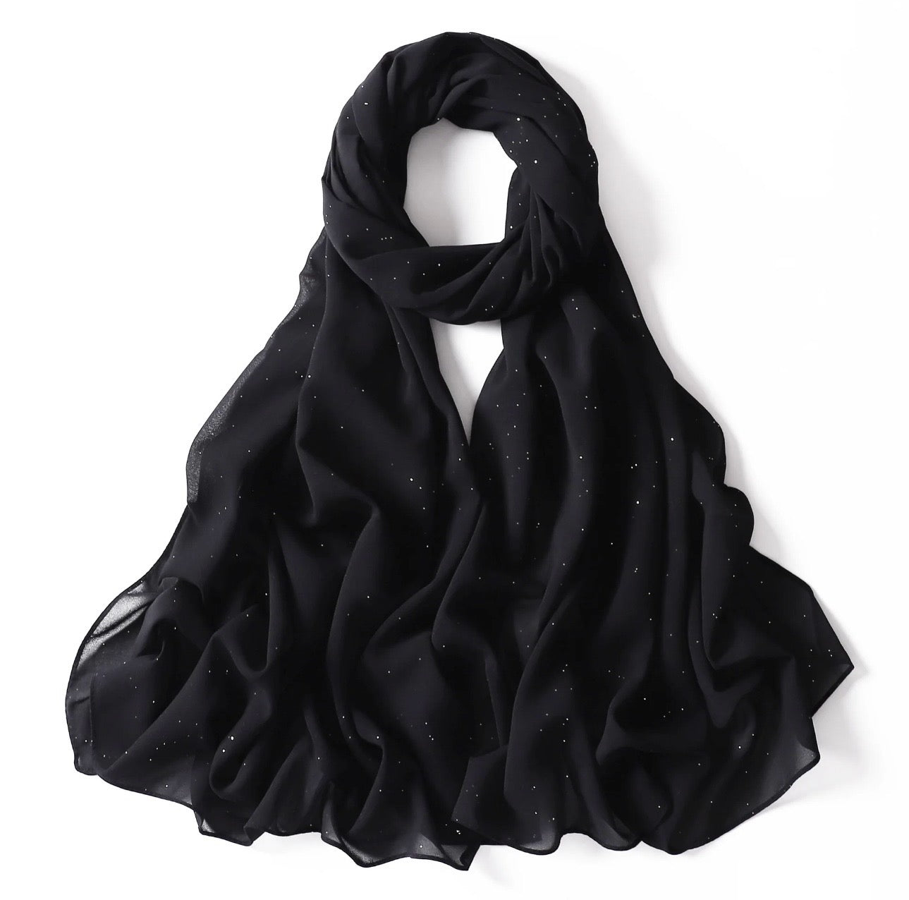 Shimmer Chiffon Hijab - Black