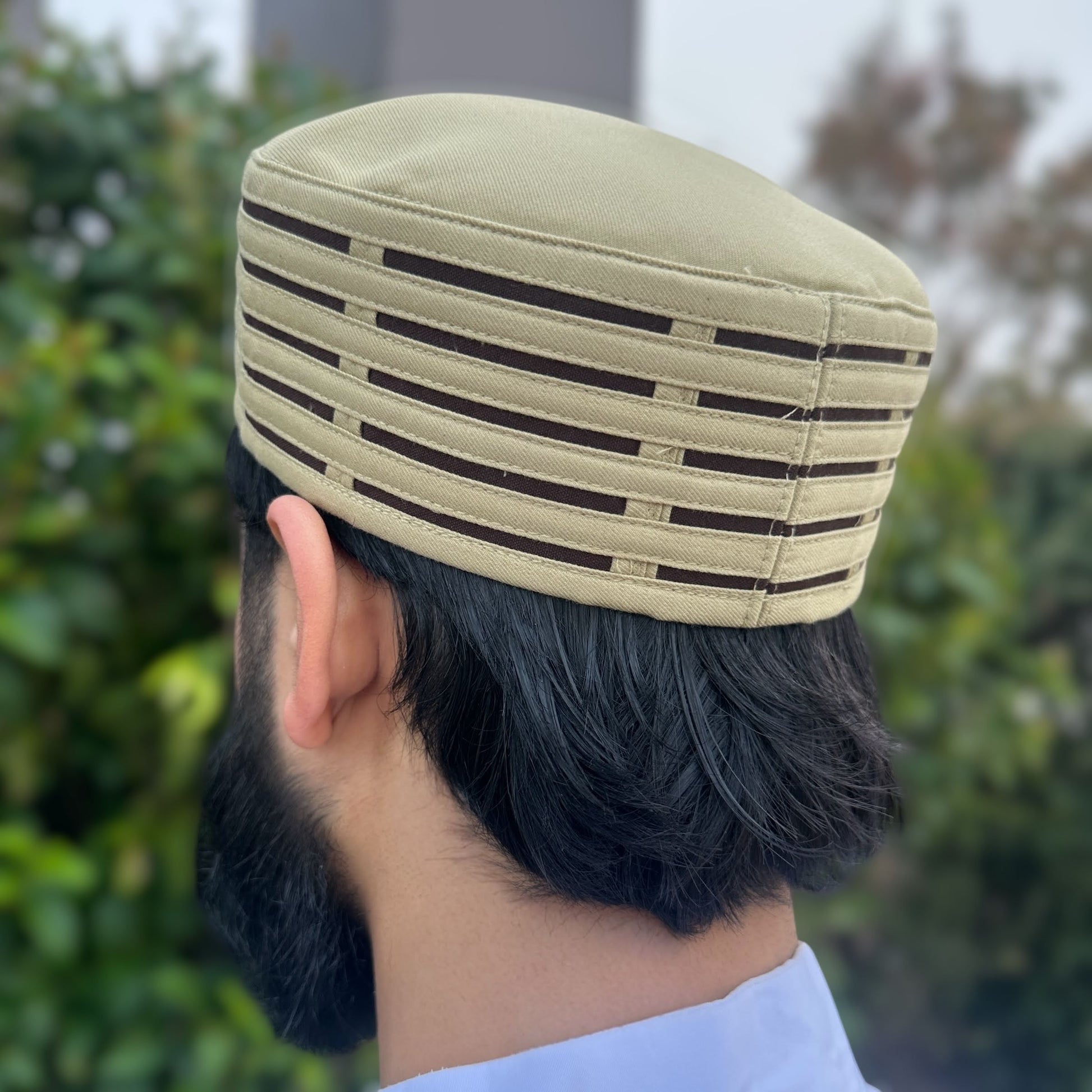 Men's Premium Kufi - Maroon Stripe Cap